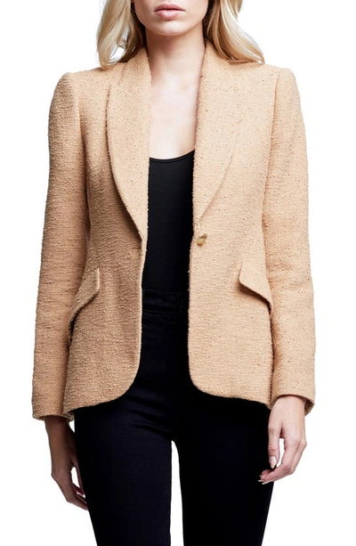L Agence Chamberlin Textured Stretch Cotton Blazer In Soft Camel