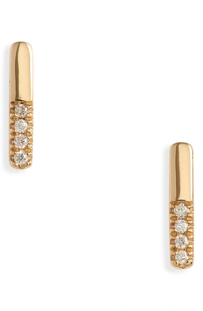 Shop Dana Rebecca Designs Sylvie Pavé Diamond Bar Stud Earrings In Yellow Gold