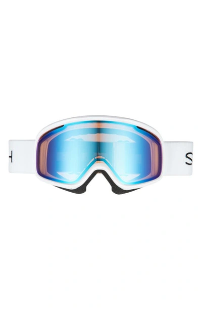 Shop Smith Vogue 185mm Snow Goggles In White / Blue Sensor Mirror