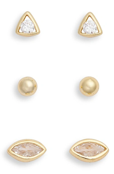 Shop Argento Vivo Sterling Silver Set Of 3 Stud Earrings In Gold
