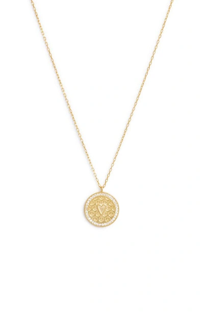 Shop Argento Vivo Sterling Silver Heart Coin Pendant Necklace In Gold