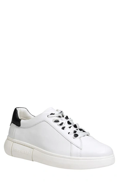Shop Kate Spade Lift Platform Sneaker In Optic White/ Black Leather