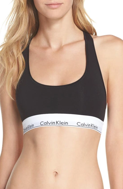 Calvin Klein Modern Cotton Collection Cotton Blend Racerback Bralette In  Black | ModeSens