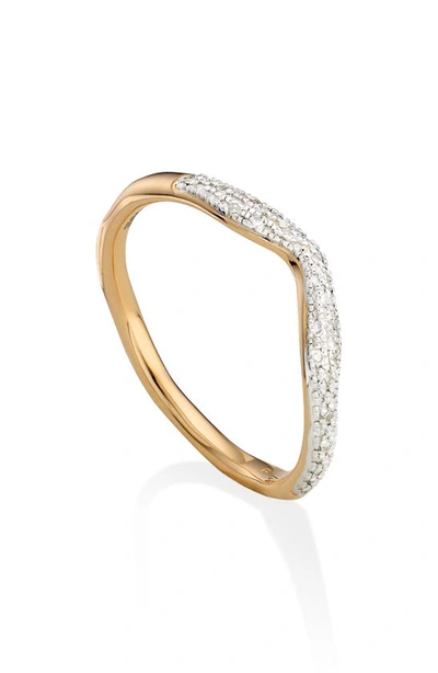 Shop Monica Vinader Riva Diamond Stacking Ring In Gold