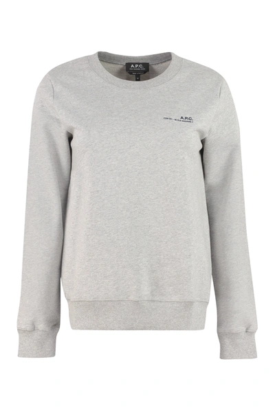 Shop Apc A.p.c. Item Logo Embroidered Sweatshirt In Grey