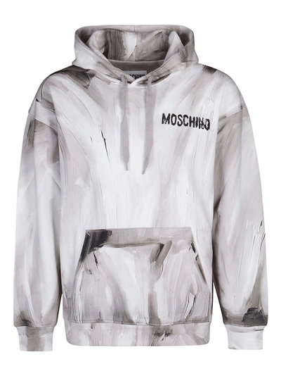Shop Moschino Oversized Painted Drawstring Hoodie In Multi