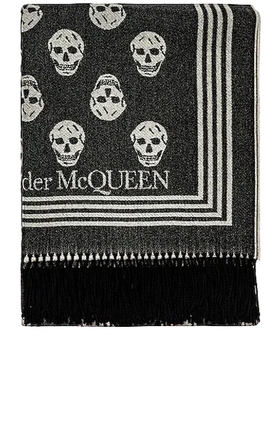 Shop Alexander Mcqueen Biker Blanket In Black & Ivory
