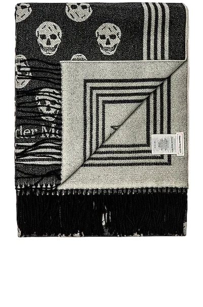 Shop Alexander Mcqueen Biker Blanket In Black & Ivory