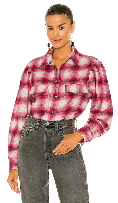 Isabel Marant Étoile Reosi Check Wool Blend Button-up Shirt In Pink