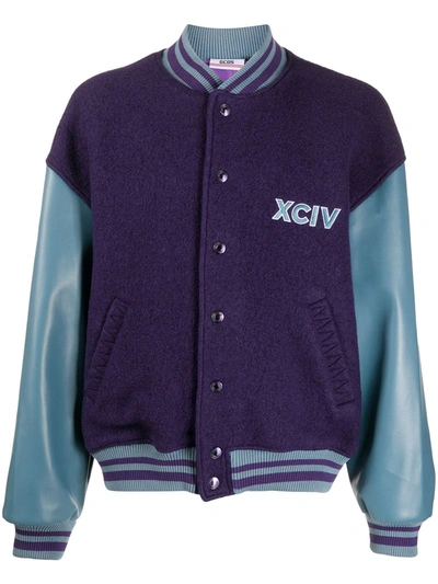 Shop Gcds Colour-block Bomber Jacket In Violett