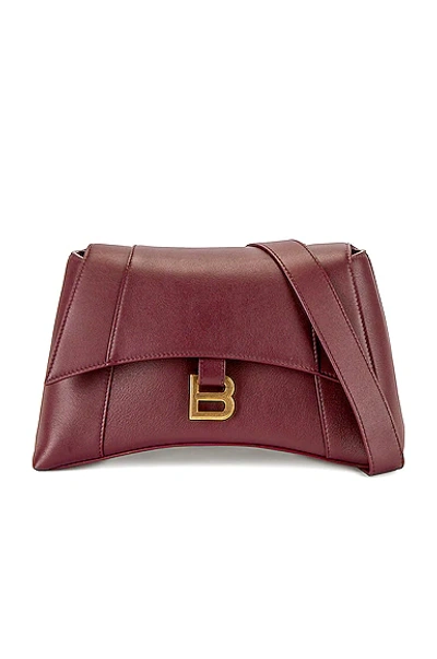 Shop Balenciaga Small Soft Hourglass Shoulder Bag In Dark Red