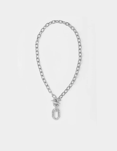 Shop Rabanne Xl Link Pendant Necklace In Silver