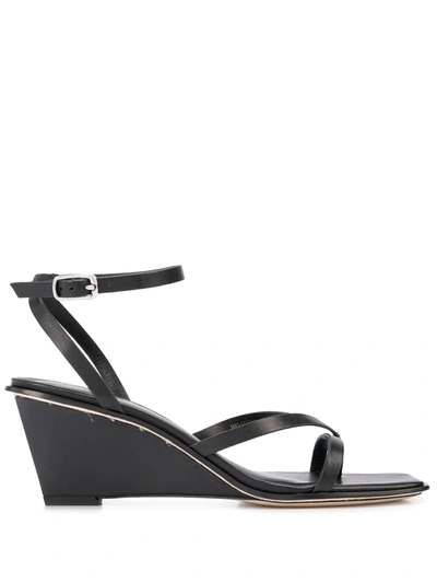 Shop 3.1 Phillip Lim / フィリップ リム Strap-detail Wedge-heel Sandals In Schwarz
