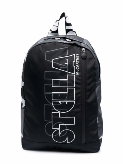 Shop Stella Mccartney Logo Zipped Backpack In Schwarz
