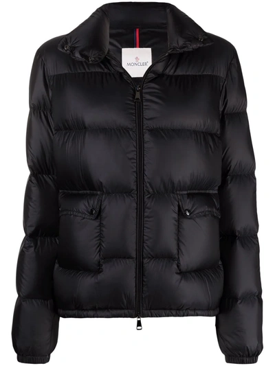 Shop Moncler Logo-patch Padded Down Jacket In Schwarz