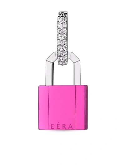 Shop Eéra 18kt White Gold Small Lock Diamond Single Earring In Rosa