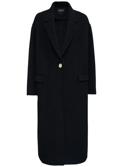 Shop Isabel Marant Efezia Single-breasted Black Coat In Wool Blend