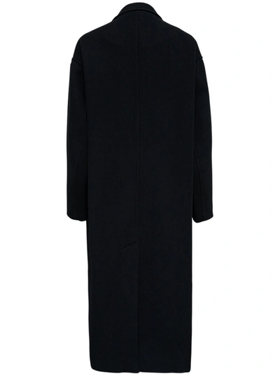 Shop Isabel Marant Efezia Single-breasted Black Coat In Wool Blend