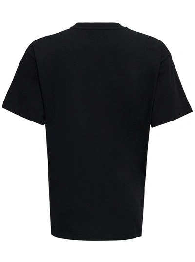 Shop Aries Black Cotton T-shirt With Logo