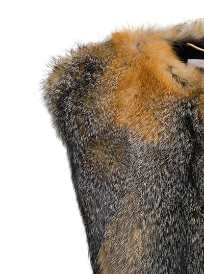 Shop Saint Laurent Grey And Beige Fur Vest In Brown