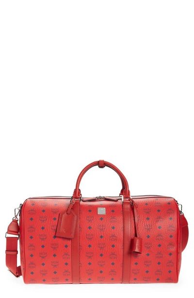 MCM Traveler Weekender Visetos M Move Cognac Ruby Red in Coated Canvas with  Silver-tone - US