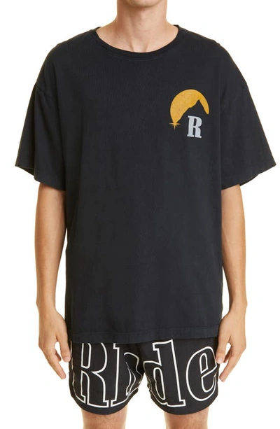 Shop Rhude Moonlight Cotton Graphic Tee In Black