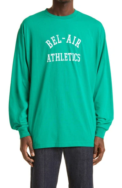 Shop Bel-air Athletics Logo Graphic Long Sleeve Tee In Green