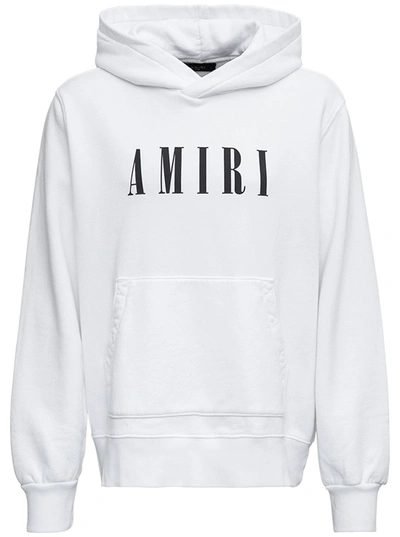 Shop Amiri Jersey Hoodie With Logo Print In White