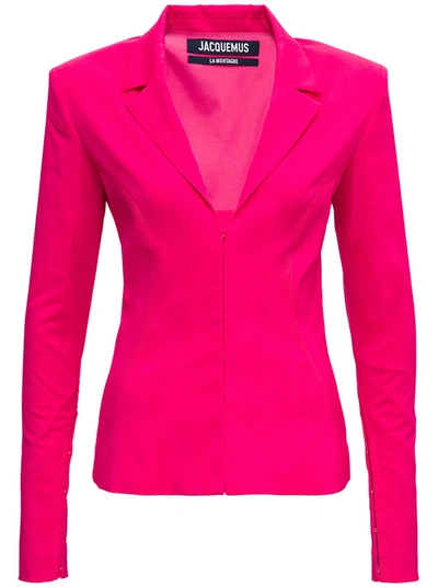 Shop Jacquemus La Veste Obiou Pink Wool Blazer