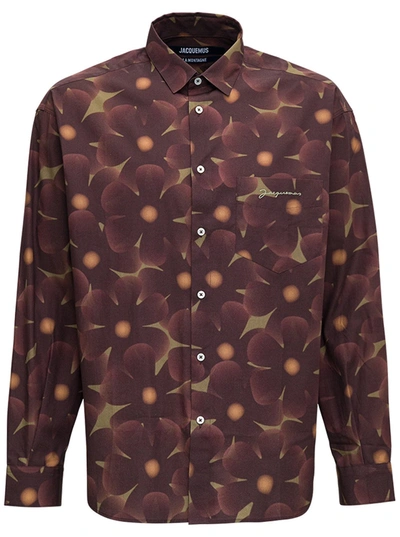 Shop Jacquemus Le Chemise Simon Printed Cotton Shirt In Brown