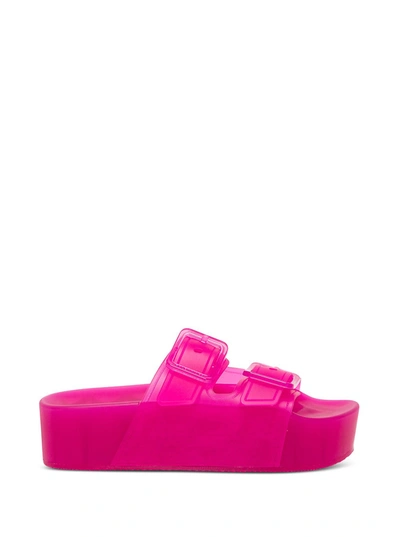 Shop Balenciaga Mallorca Pink Rubber Sandals With Platform