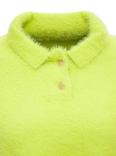 Shop Jacquemus Polo Neve Kiwi Green Sweater In Yellow