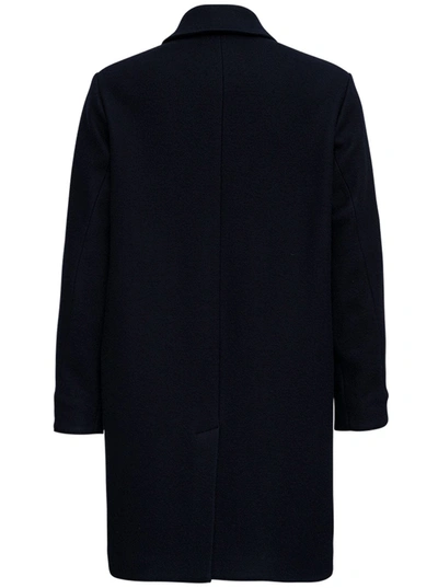 Shop Aspesi Single-breasted Blue Wool Coat