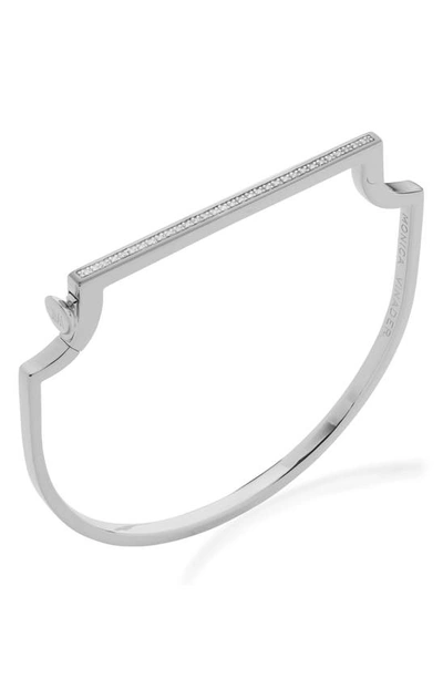 Shop Monica Vinader Signature Skinny Diamond Bangle In Silver