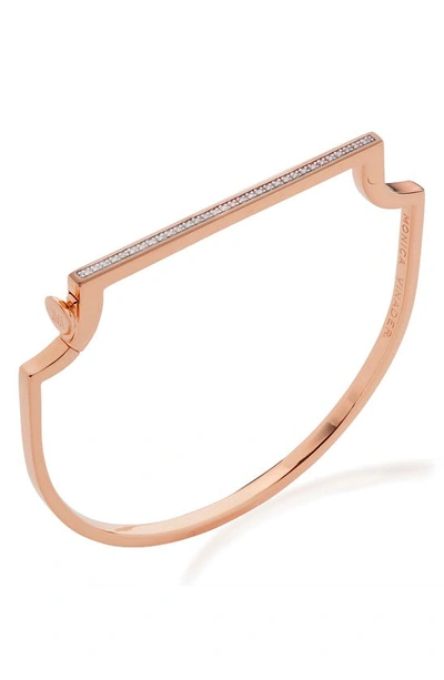 Shop Monica Vinader Signature Skinny Diamond Bangle In Rose Gold