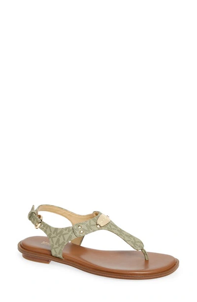 Shop Michael Michael Kors Logo Plate Sandal In Dusty Sage