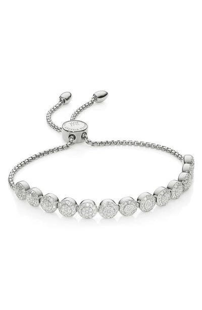 Shop Monica Vinader Fiji Beaded Chain Diamond Bracelet In Silver