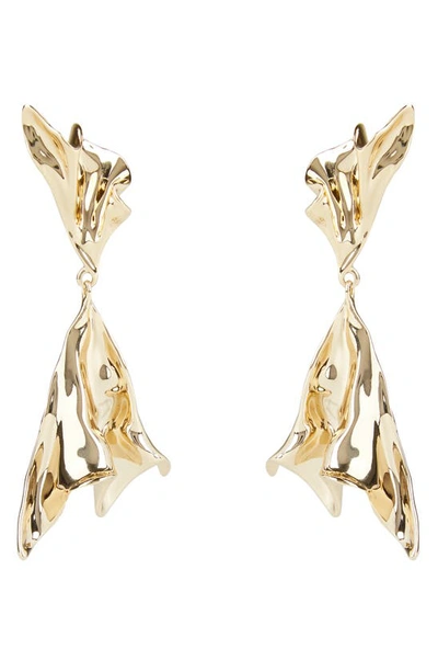 Shop Alexis Bittar Asteria Nova Crumpled Metal Ruffle Drop Earrings In Gold
