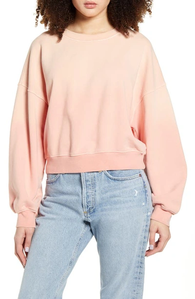 Shop Agolde Balloon Sleeve Tie Dye Cotton Sweatshirt In Grapefruit Sunfade