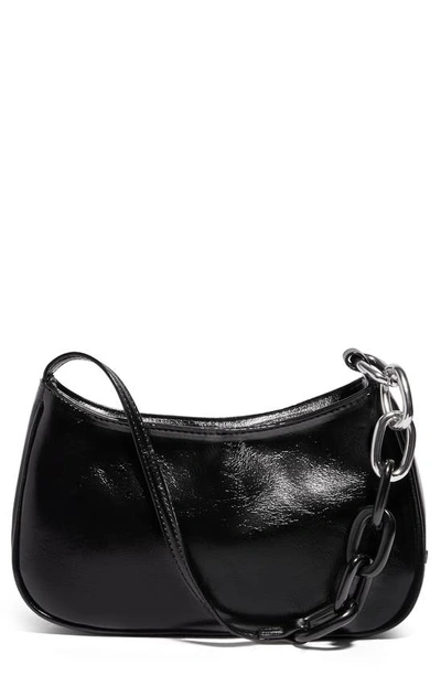 Shop House Of Want Newbie Vegan Leather Shoulder Bag In Black Sheen