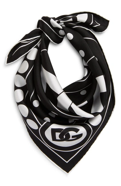 Shop Dolce & Gabbana Logo Polka Dot Silk Twill Scarf In Pois Grande