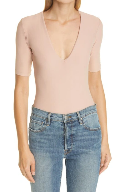 Shop Alix Nyc Ludlow Deep V-neck Bodysuit In Sand