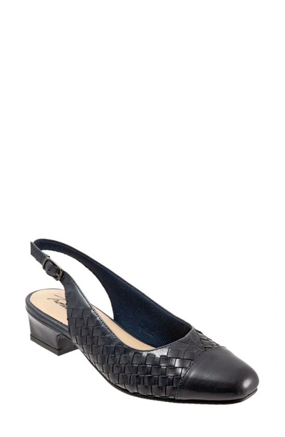 Trotters Dea Woven Slingback Pump In Navy