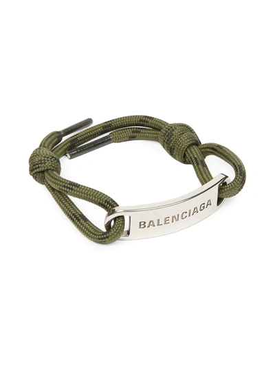 Shop Balenciaga Cord Plate Bracelet In Khaki