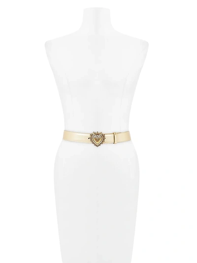 Shop Dolce & Gabbana Devotion Metallic Leather Belt In Gold