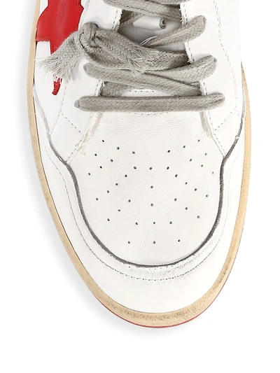 Shop Golden Goose Men's Sky Star Leather High-top Sneakers In White Red