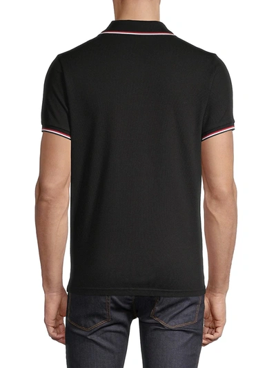 Shop Moncler Tricolor Striped Polo Shirt In Black