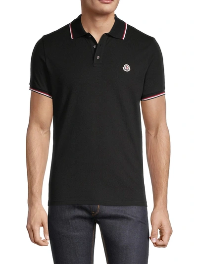 Shop Moncler Men's Tricolor Striped Polo Shirt In Red