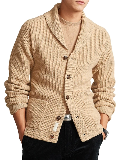 Shop Polo Ralph Lauren Wool & Cashmere Button-down Cardigan Sweater In Camel