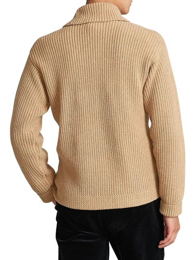Shop Polo Ralph Lauren Wool & Cashmere Button-down Cardigan Sweater In Camel